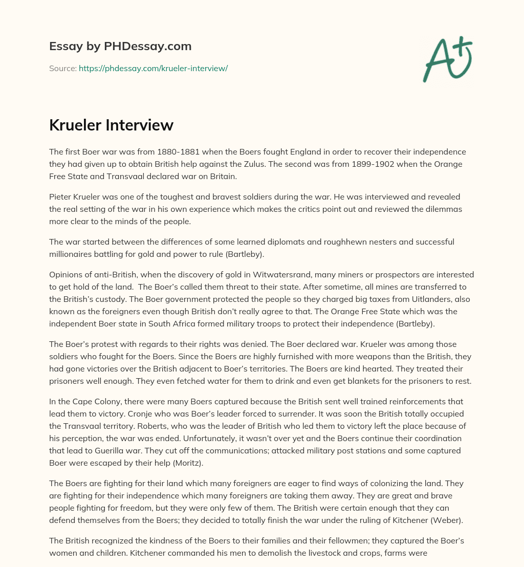Krueler Interview essay
