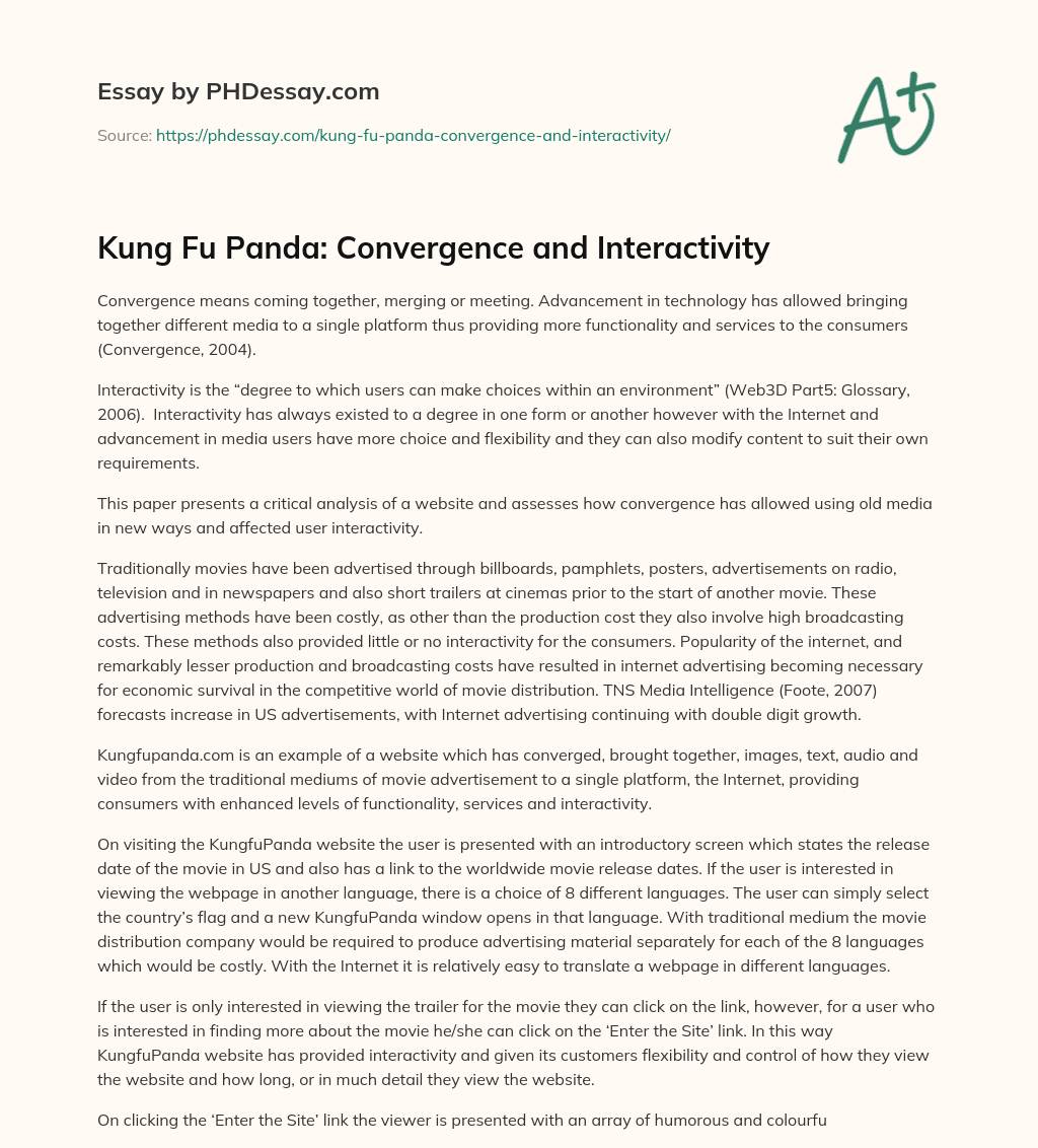 Kung Fu Panda: Convergence and Interactivity essay