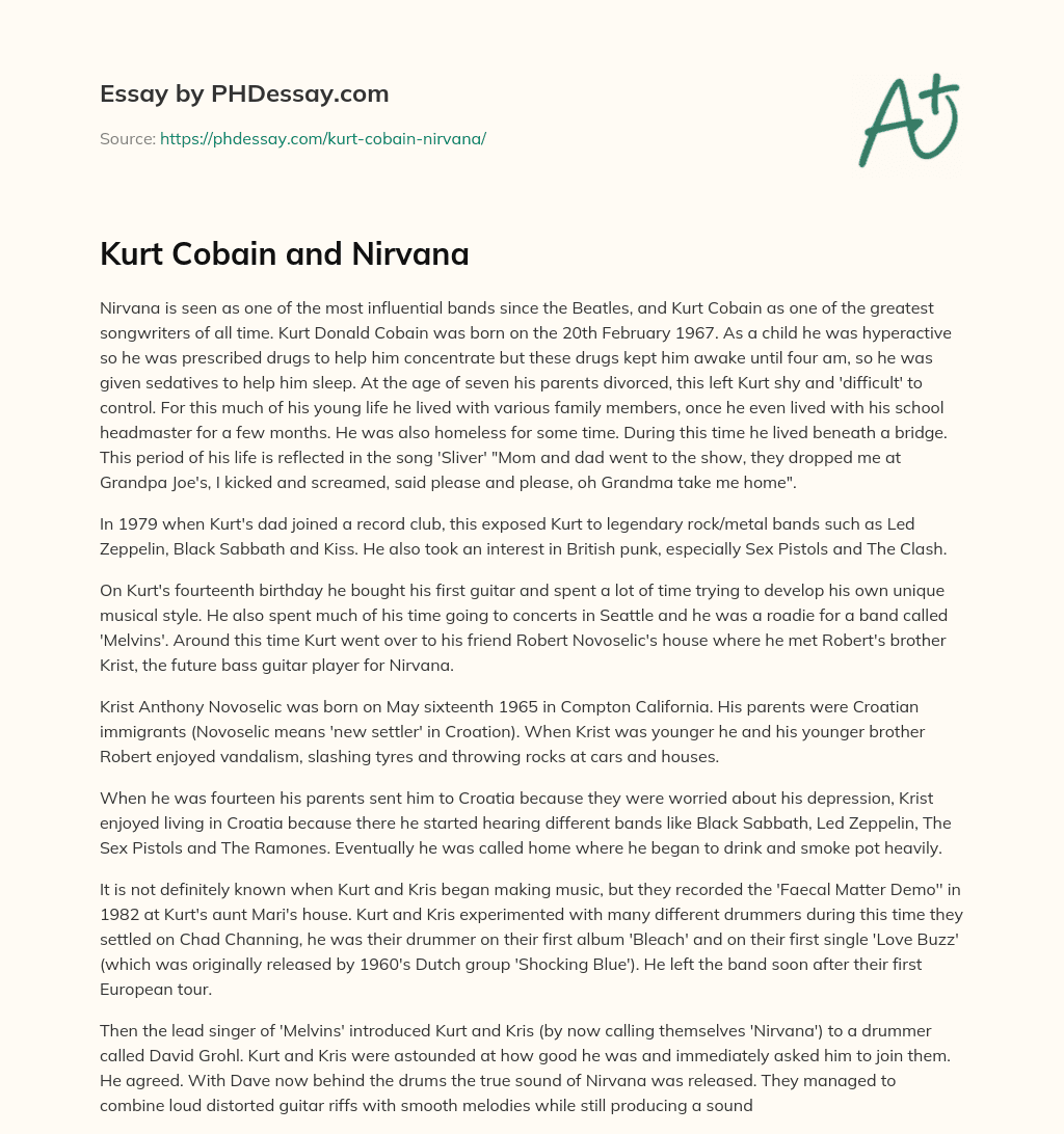 Kurt Cobain and Nirvana essay