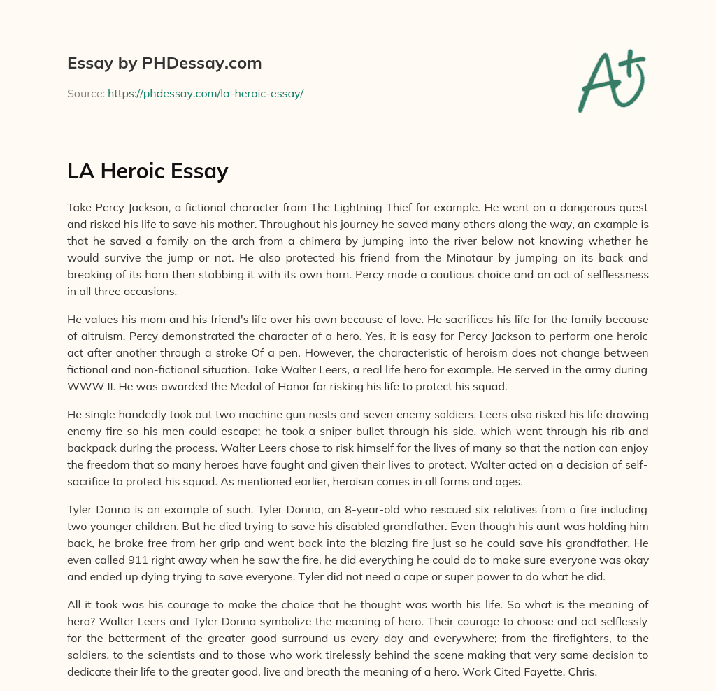 LA Heroic Essay essay