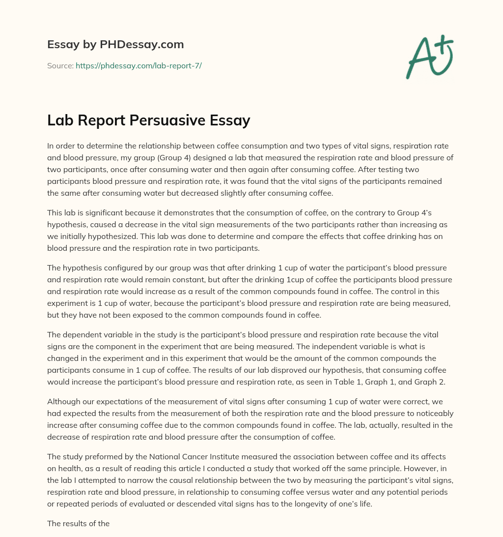 Lab Report Persuasive Essay essay
