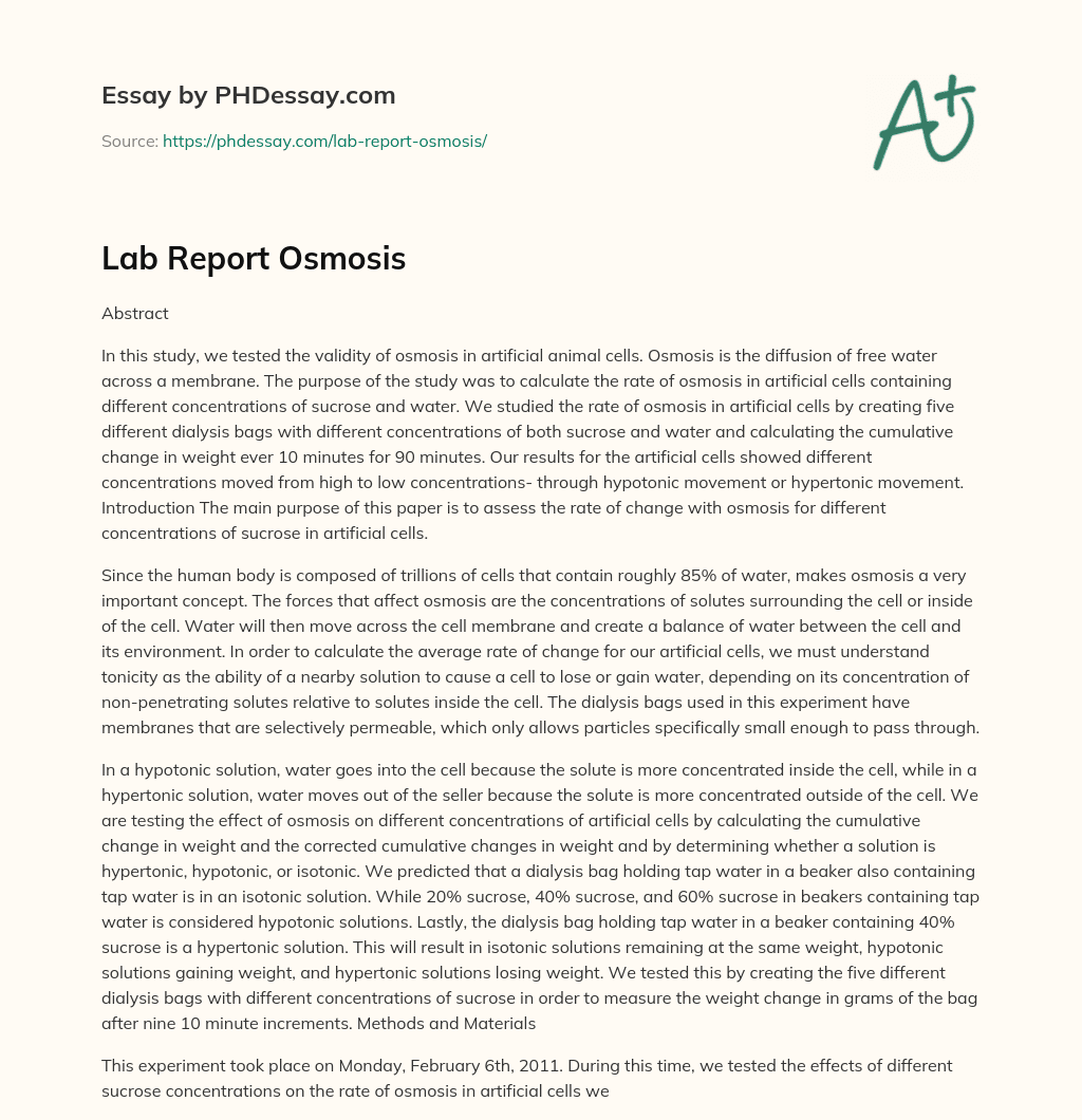 Lab Report Osmosis