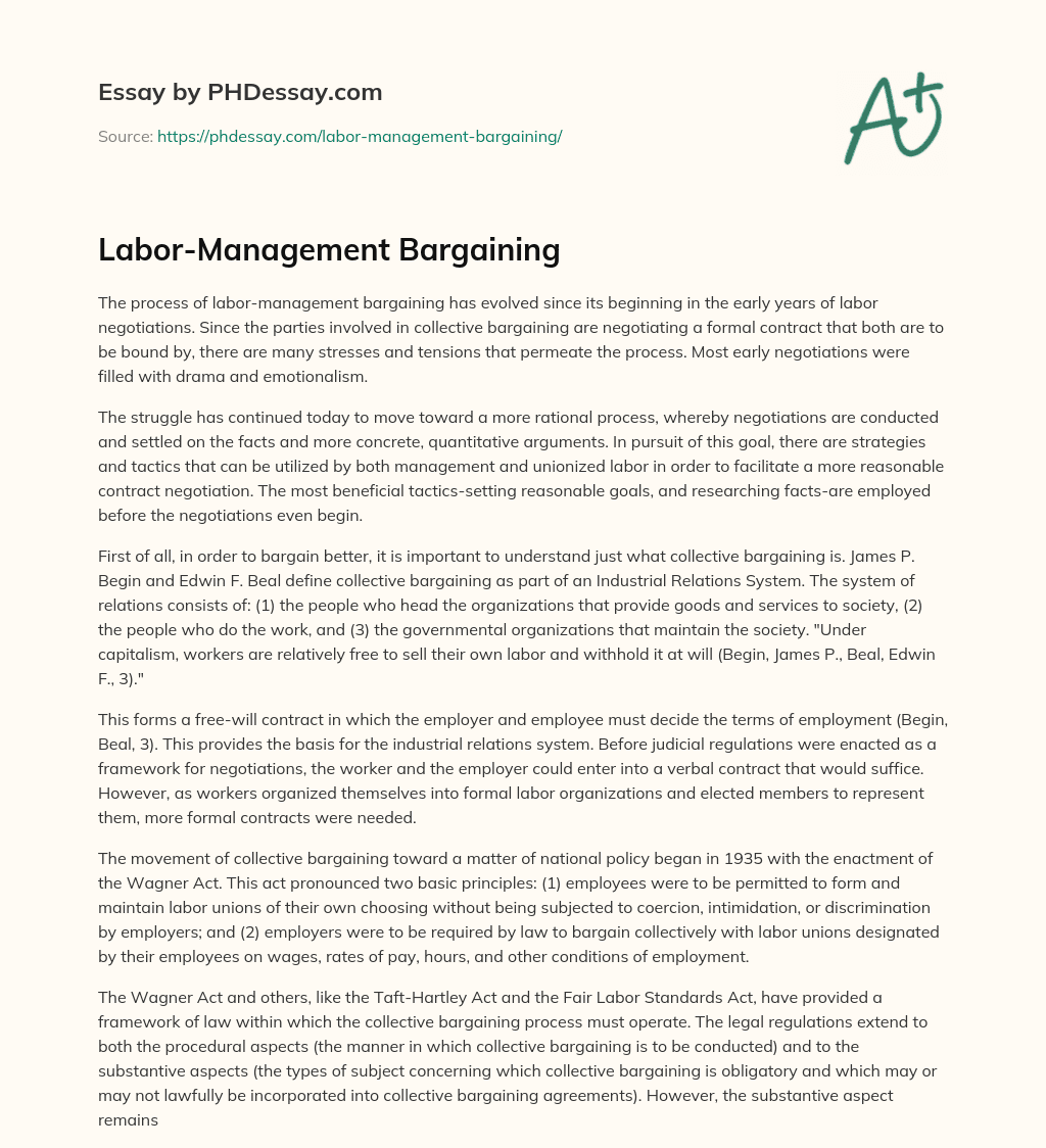 Labor-Management Bargaining essay