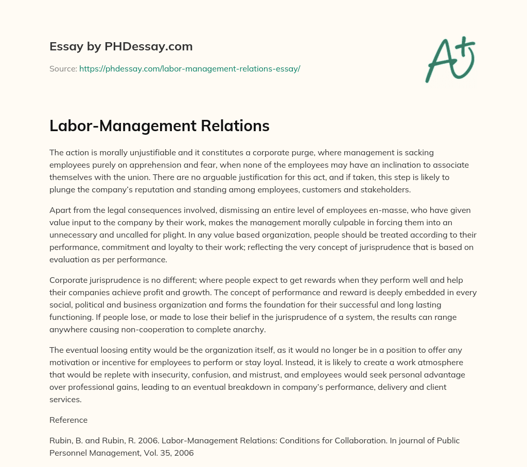 Labor-Management Relations essay