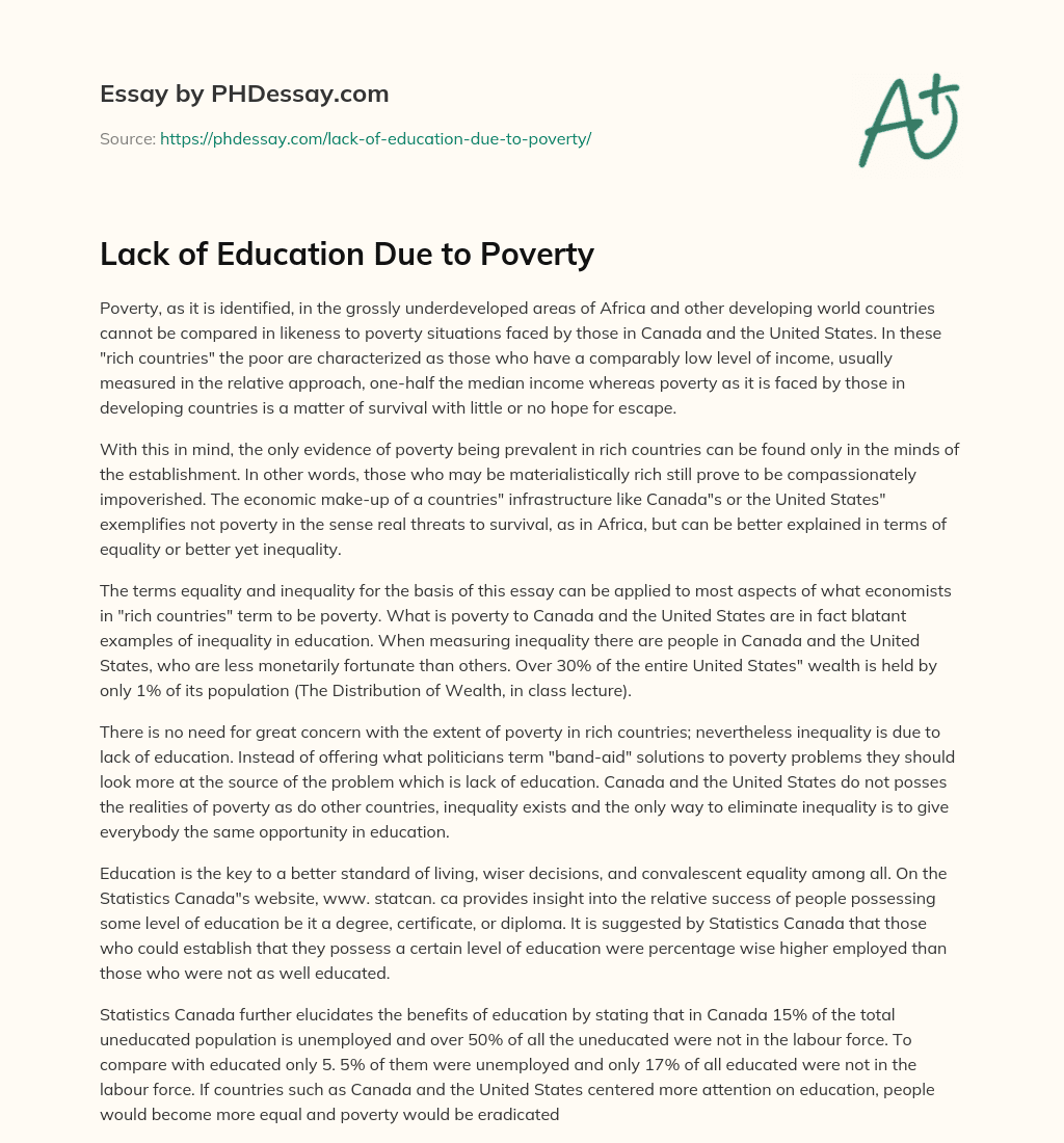 lack of education causes poverty essay