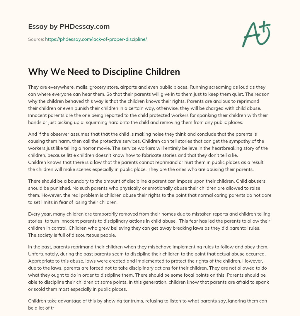 essay on child discipline