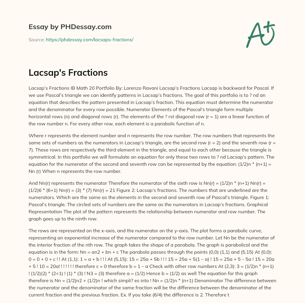 Lacsap’s Fractions essay