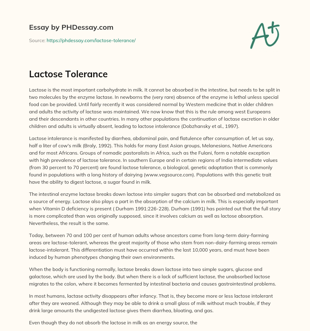 Lactose Tolerance