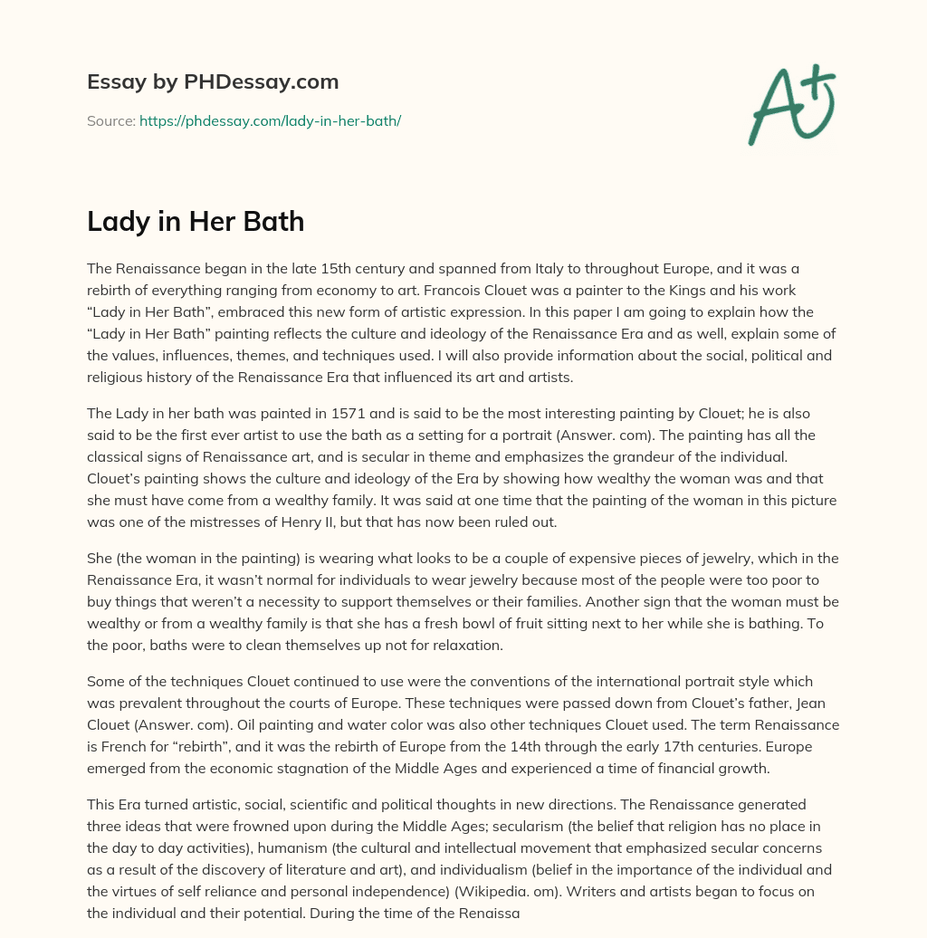 Lady in Her Bath essay