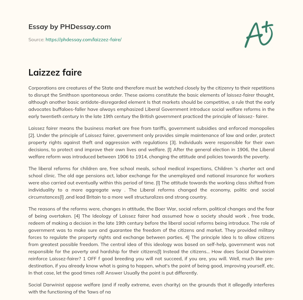Laizzez faire essay