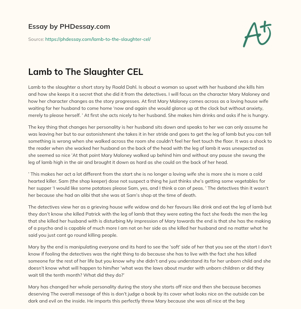 Lamb to The Slaughter CEL essay