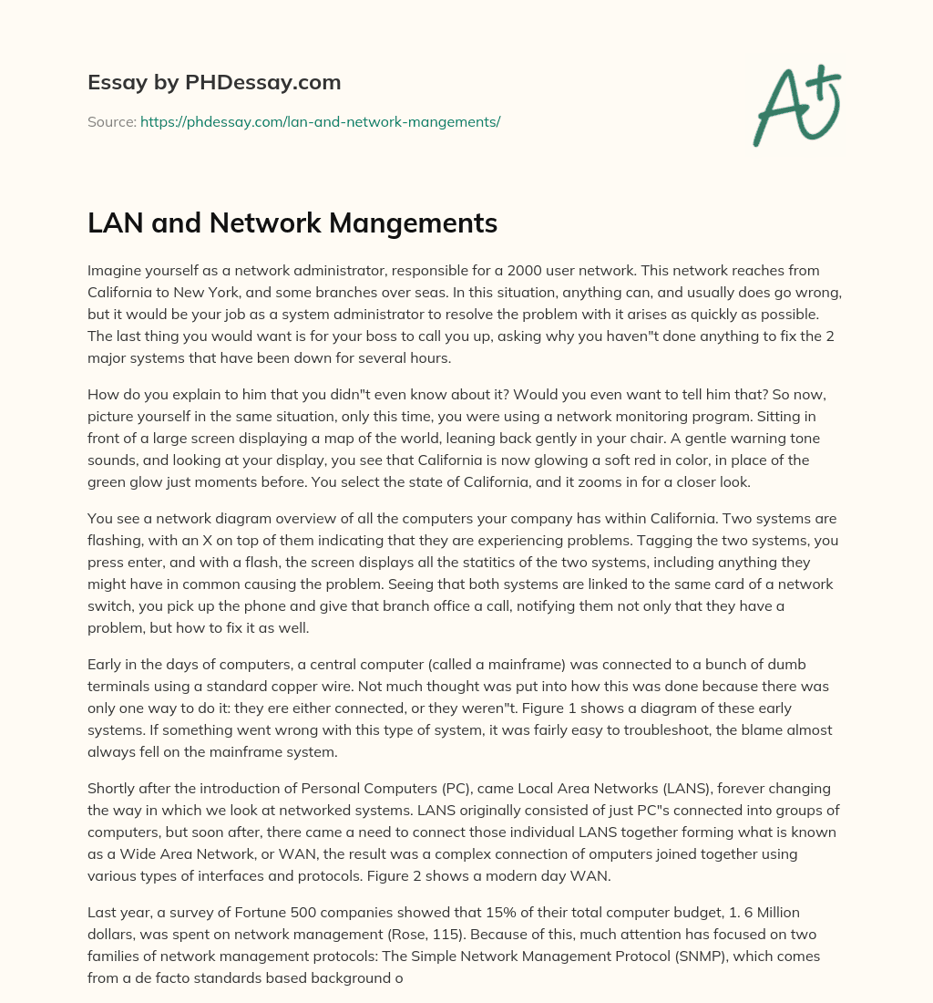 LAN and Network Mangements essay
