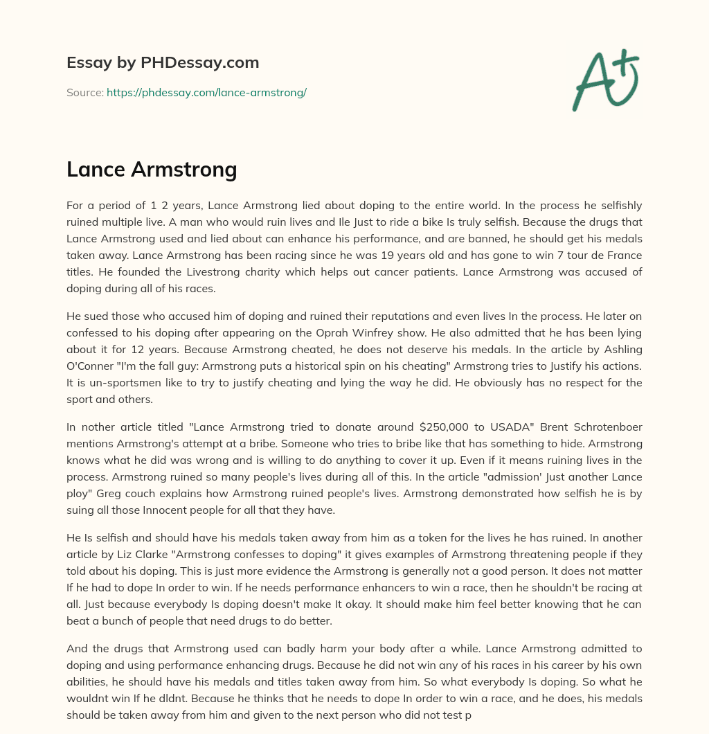 Lance Armstrong essay