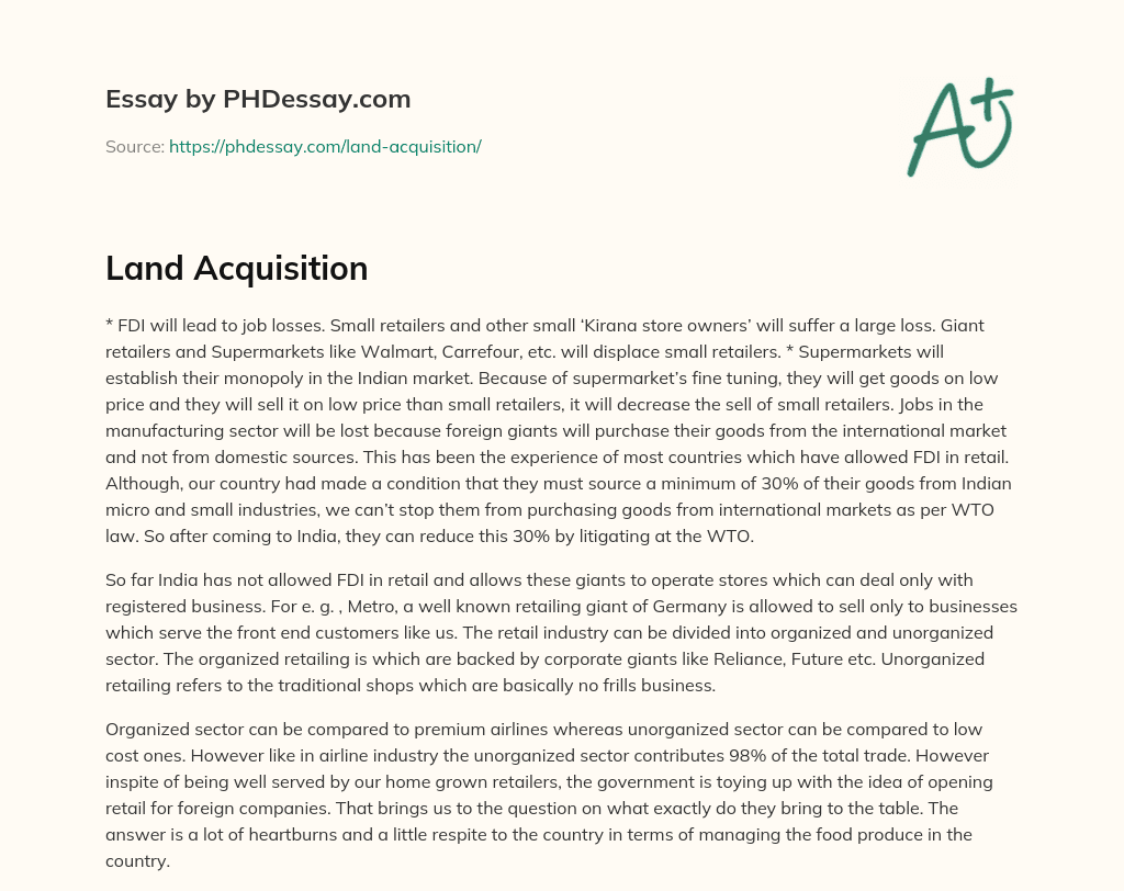 Land Acquisition essay