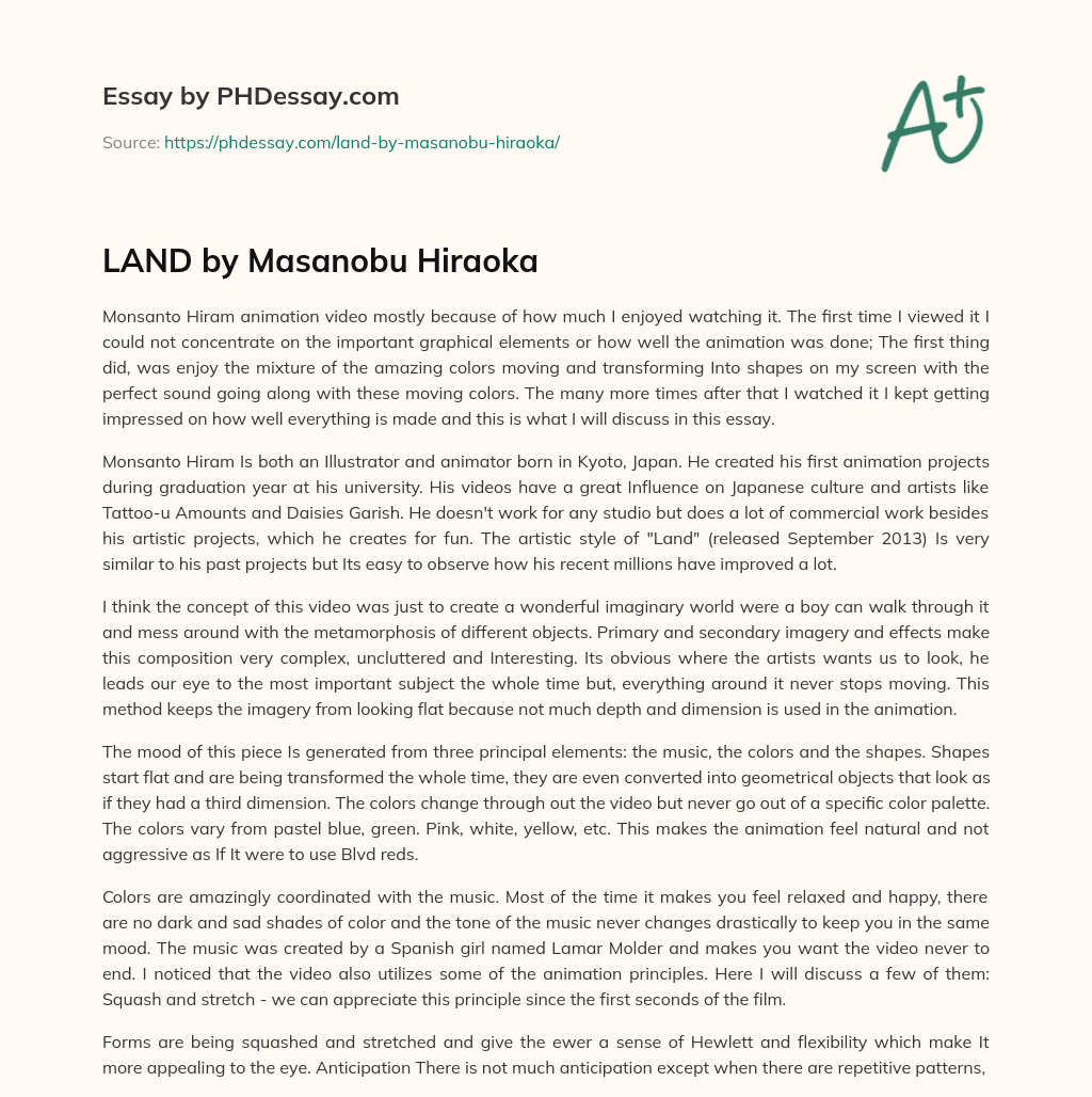 LAND by Masanobu Hiraoka essay