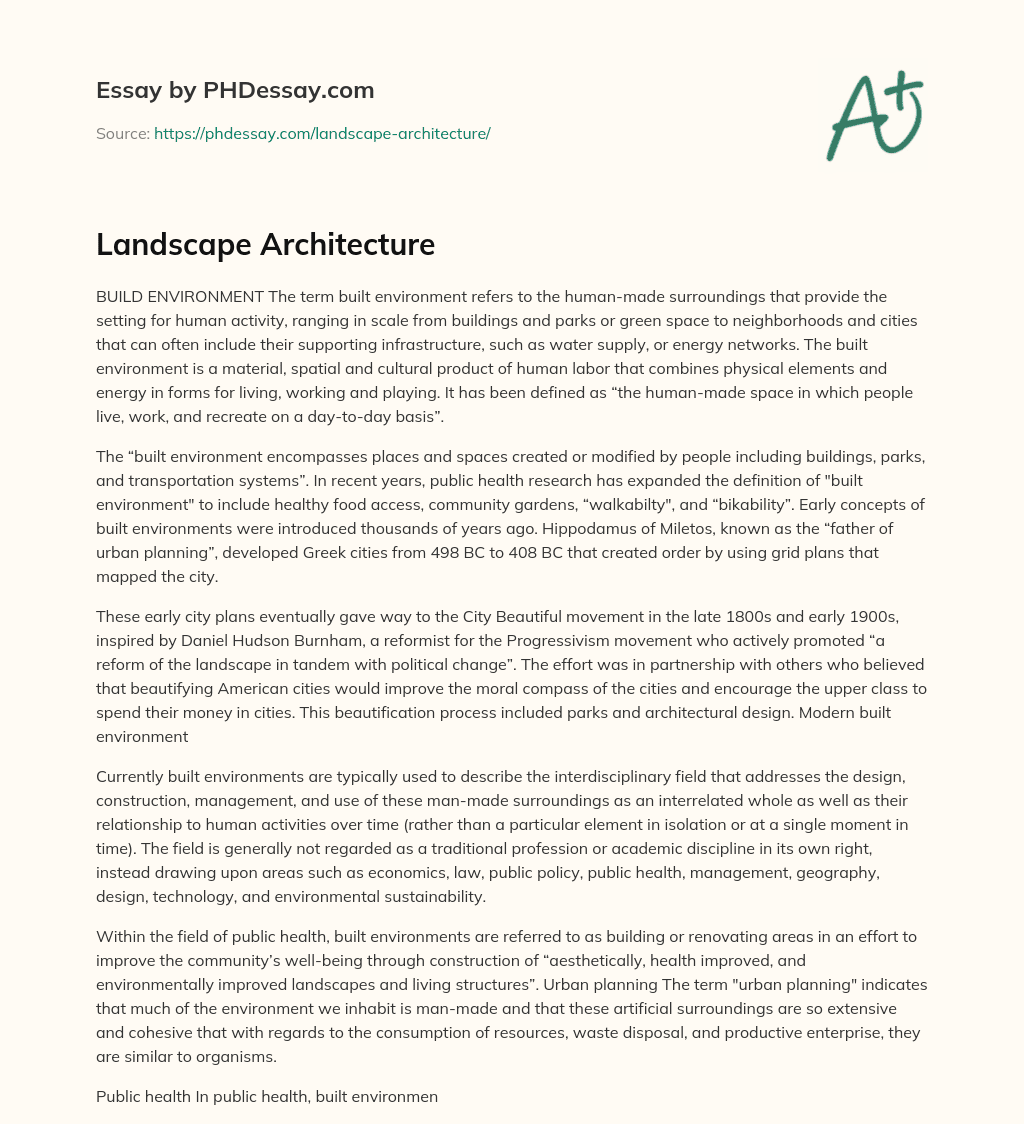 essay in landscape architecture