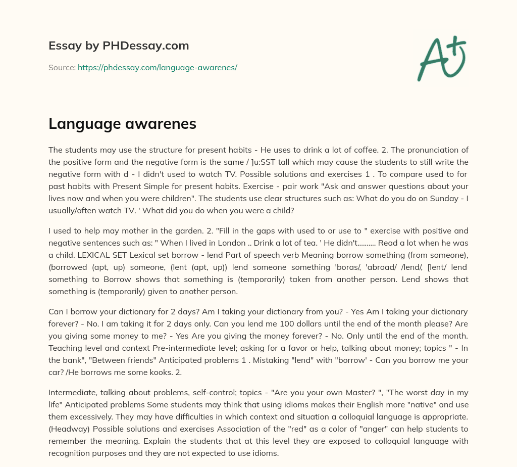 Language awarenes essay