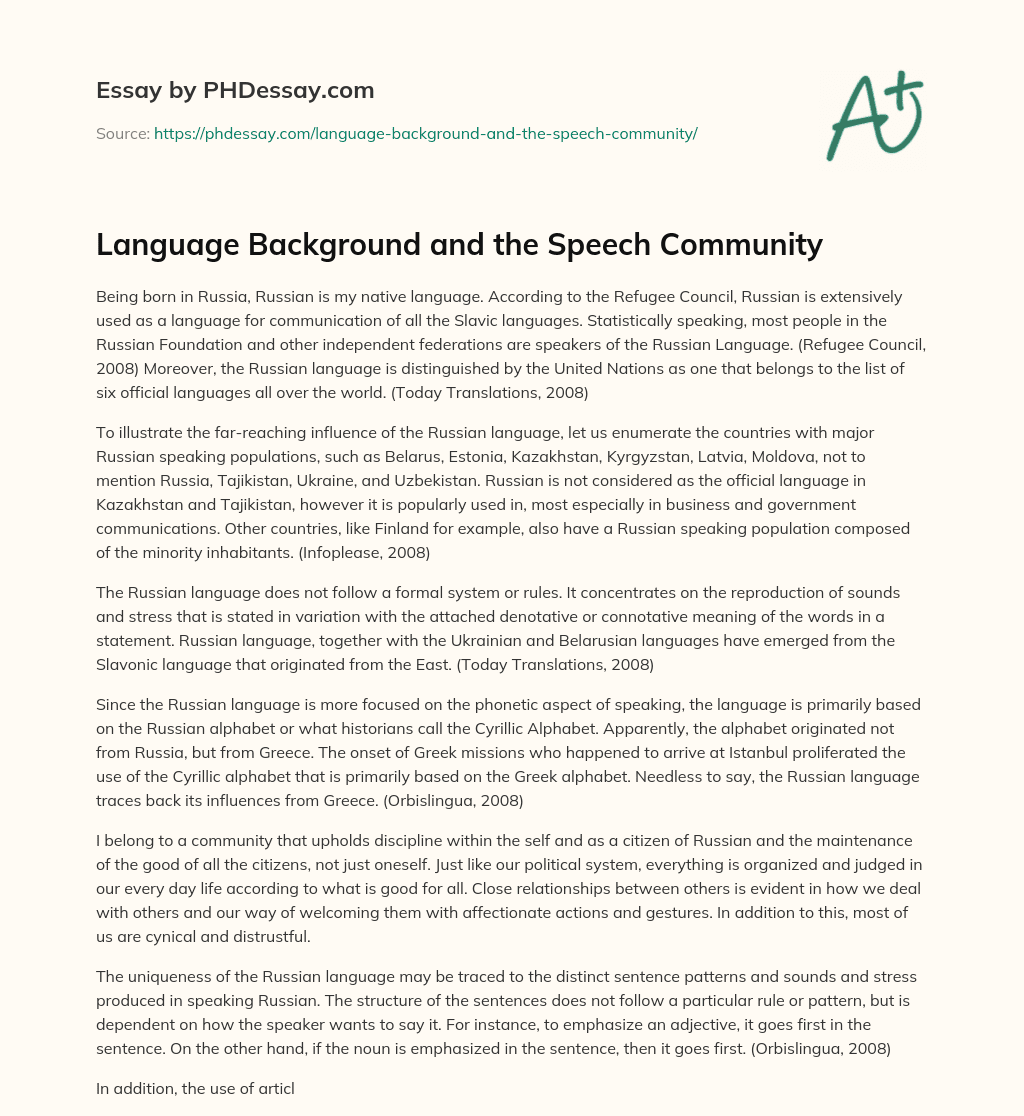 Language Background and the Speech Community essay
