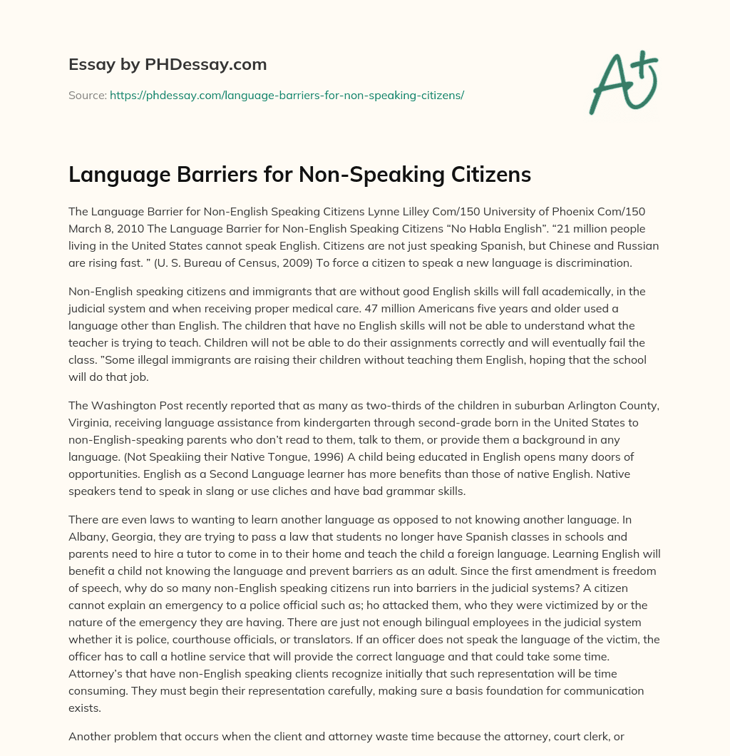 college essay about language barrier