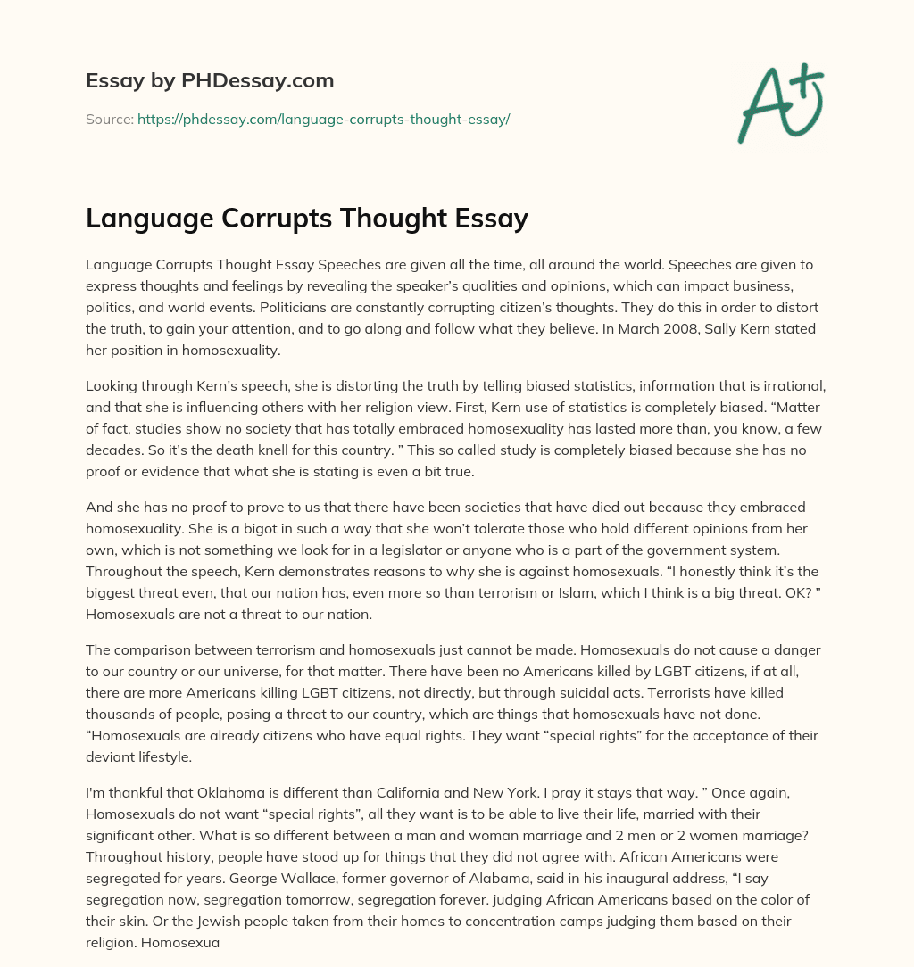 Language Corrupts Thought Essay essay