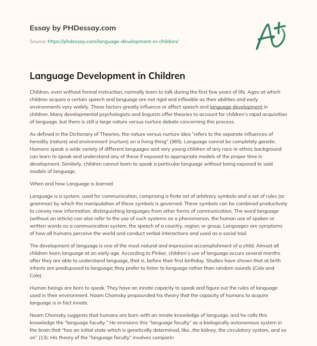 Language Development in Children essay