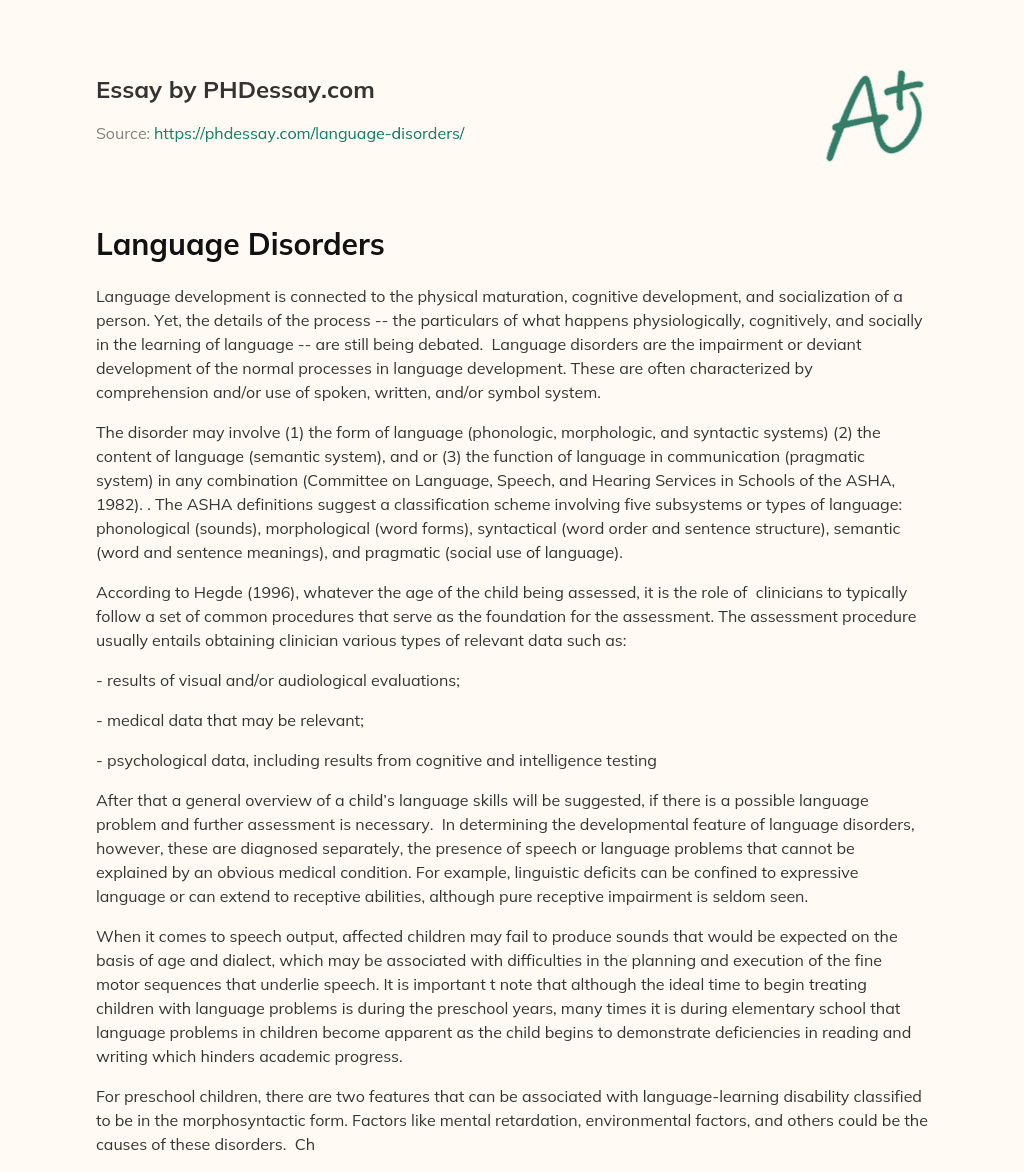 Language Disorders essay