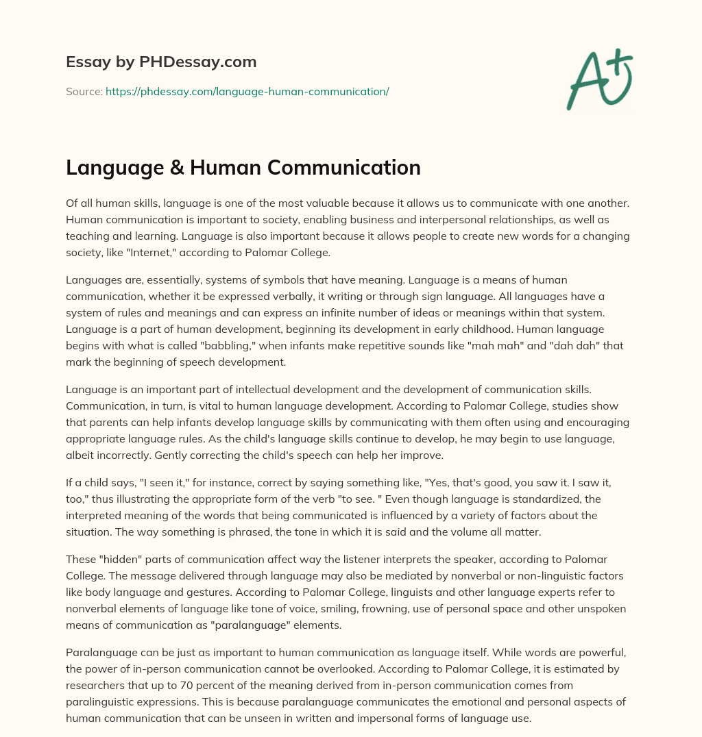linguistic communication essay