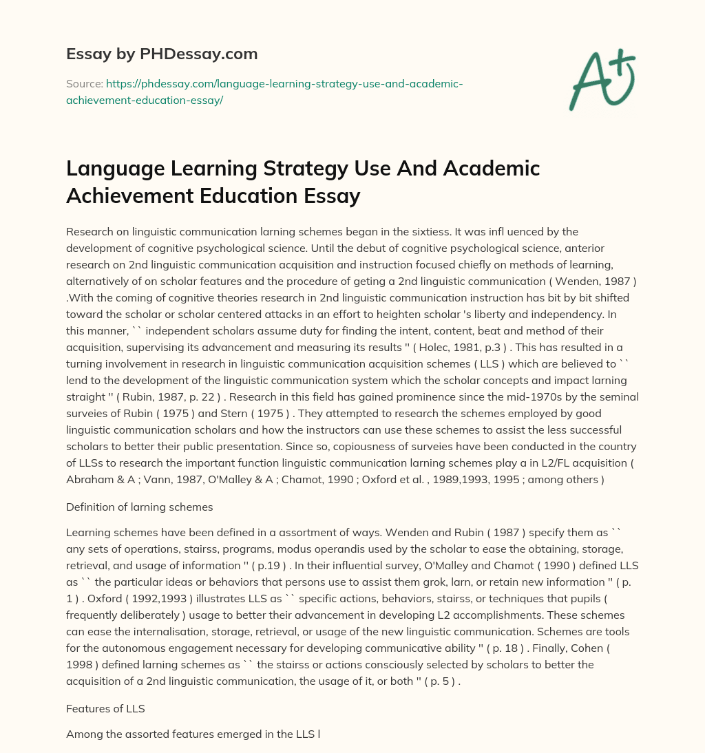 academic achievement language essay