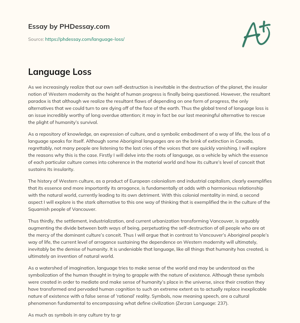 essay about language loss