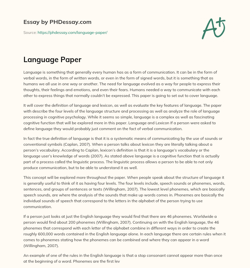 Language Paper essay