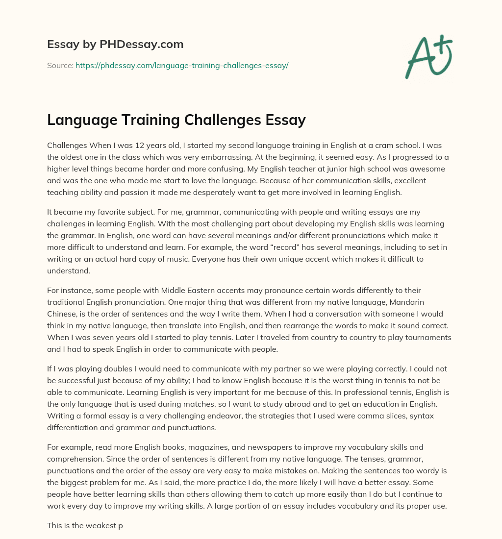 Language Training Challenges Essay essay