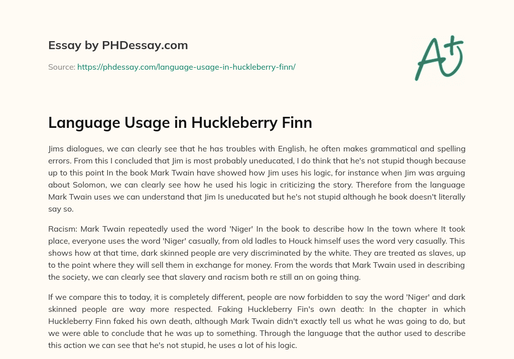 Language Usage in Huckleberry Finn essay