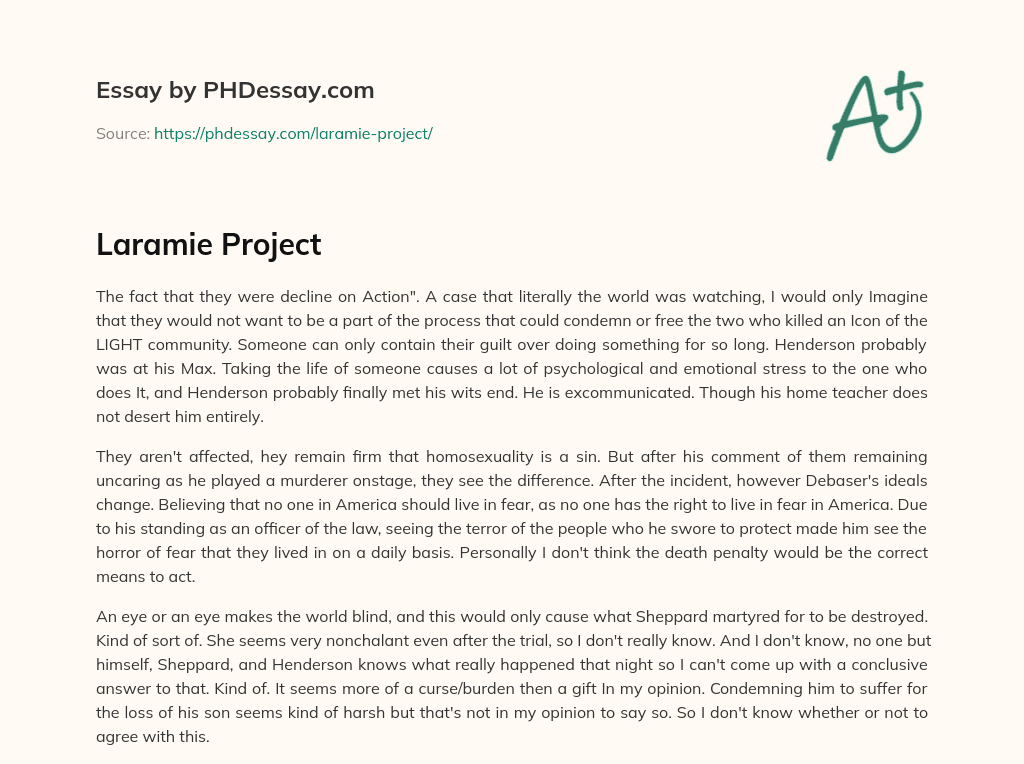 Laramie Project essay