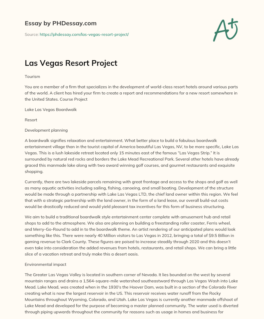 Las Vegas Resort Project essay