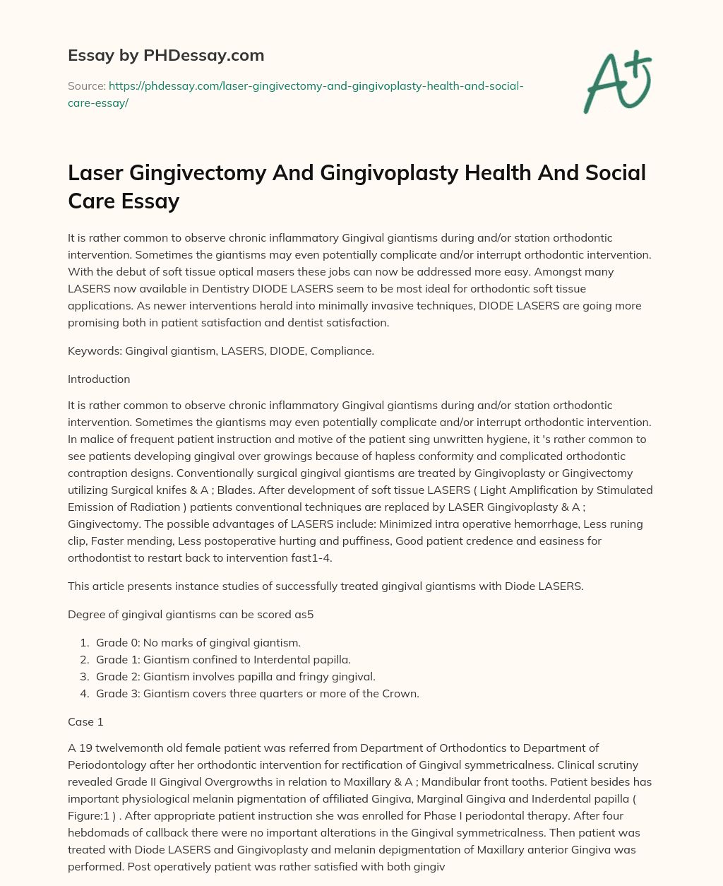 Laser Gingivectomy And Gingivoplasty Health And Social Care Essay essay