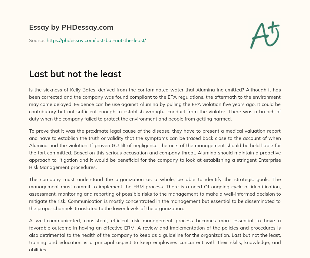 Last but not the least essay