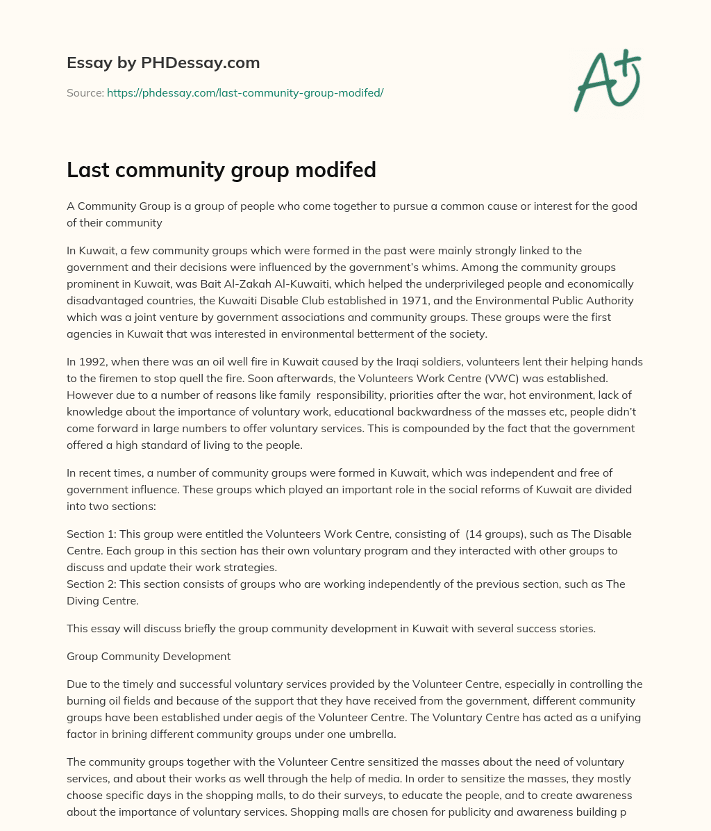 Last community group modifed essay