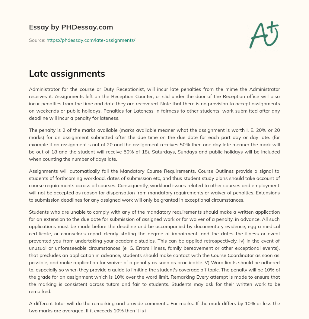 Late assignments essay