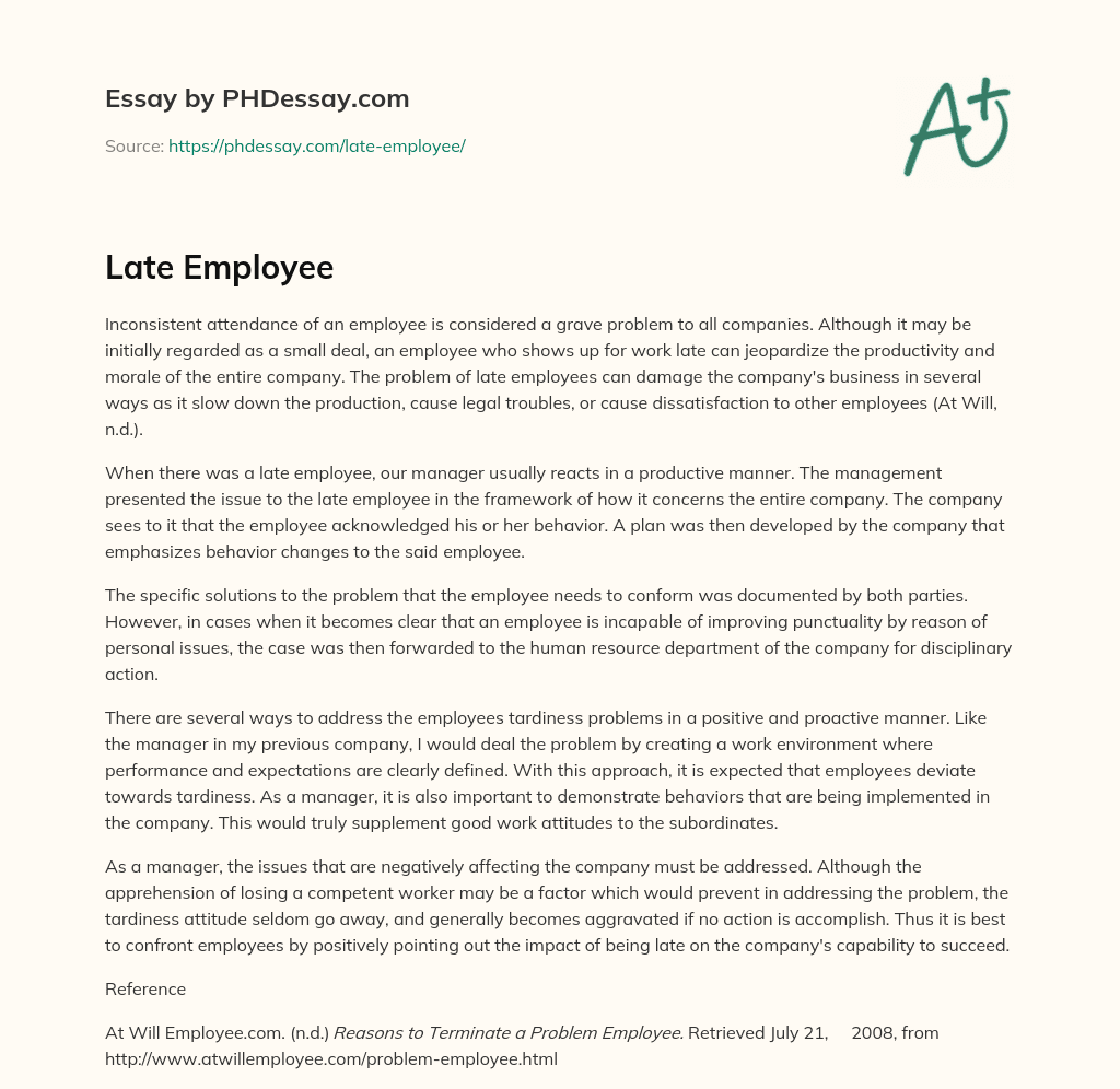 Late Employee essay