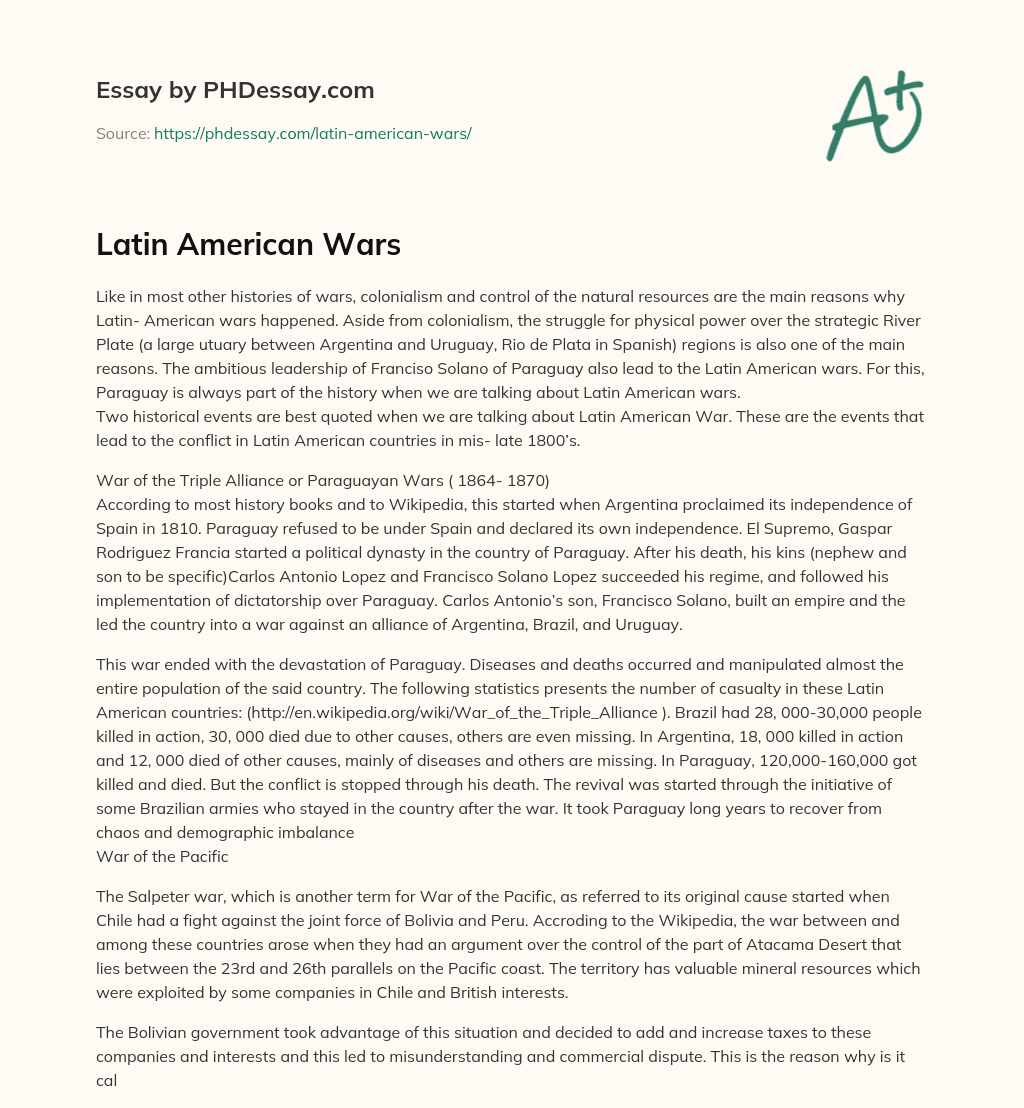 Latin American Wars essay