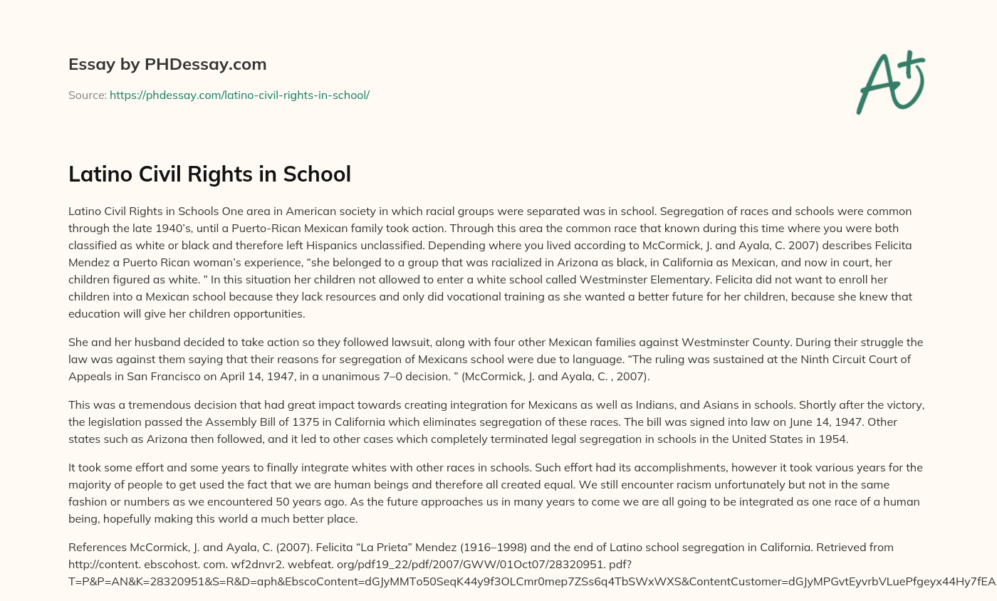 Latino Civil Rights in School essay