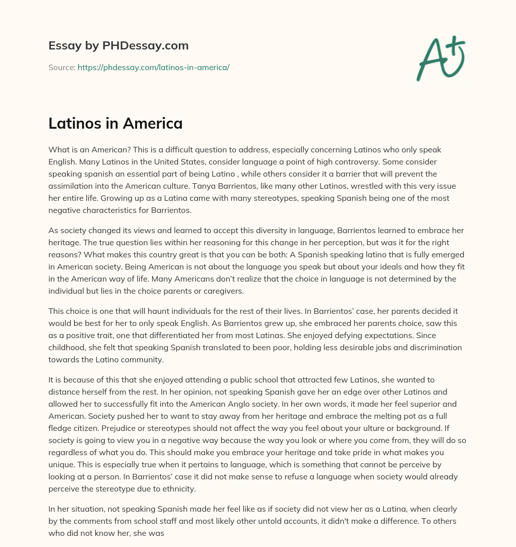 Latinos in America essay