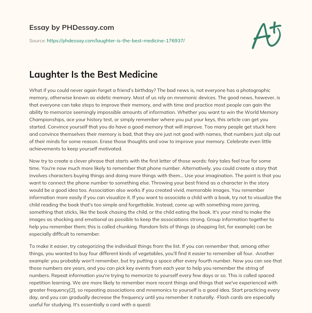 Laughter Is the Best Medicine essay