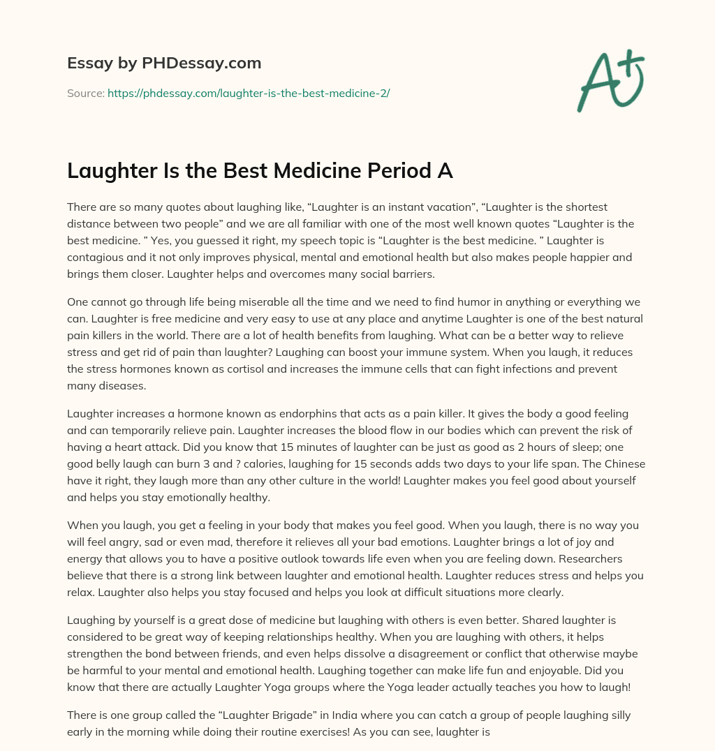 laughter is the best medicine essay pdf