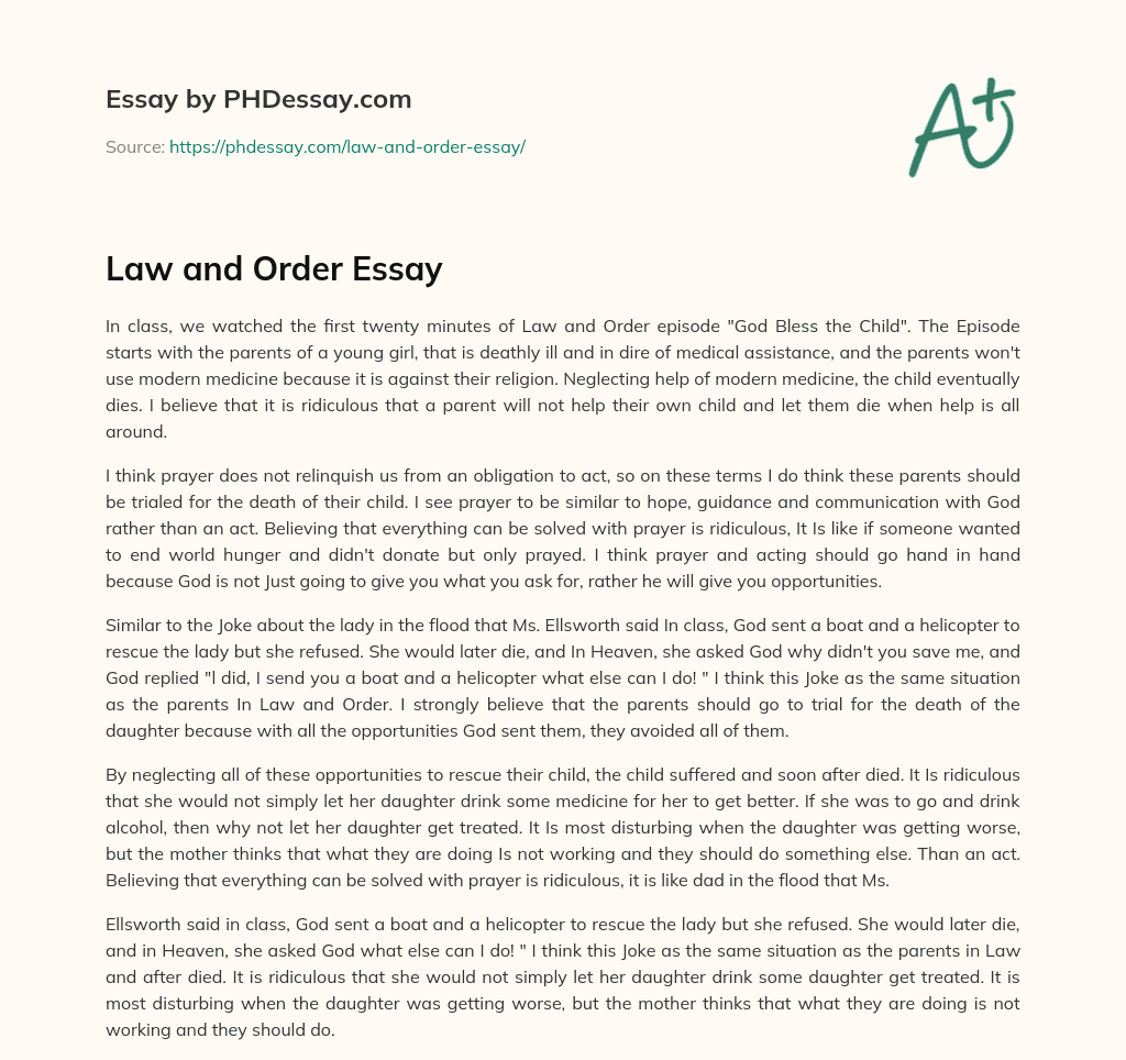 Law and Order Essay essay