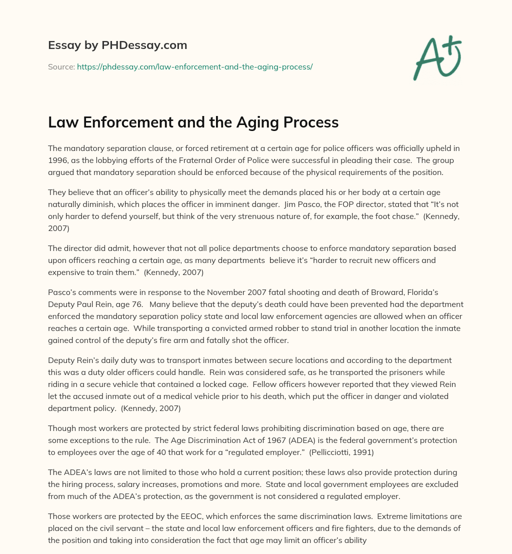 Law Enforcement and the Aging Process essay