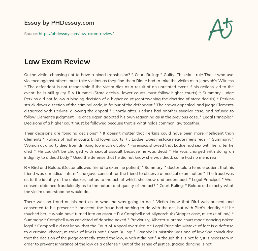 Law Exam Review essay