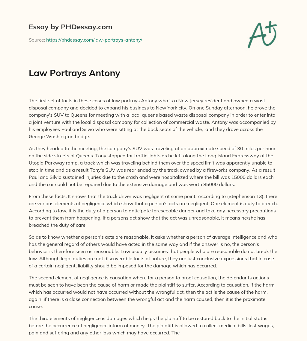 Law Portrays Antony essay