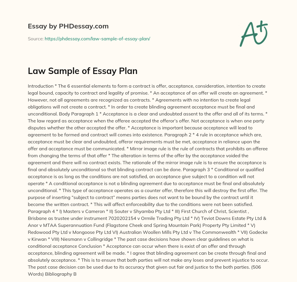 sample law essay