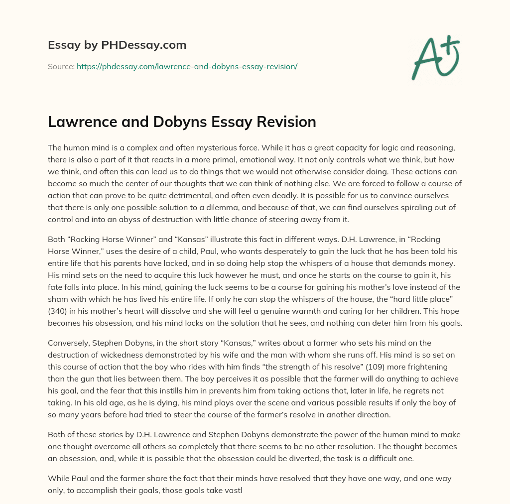 Lawrence and Dobyns Essay Revision essay